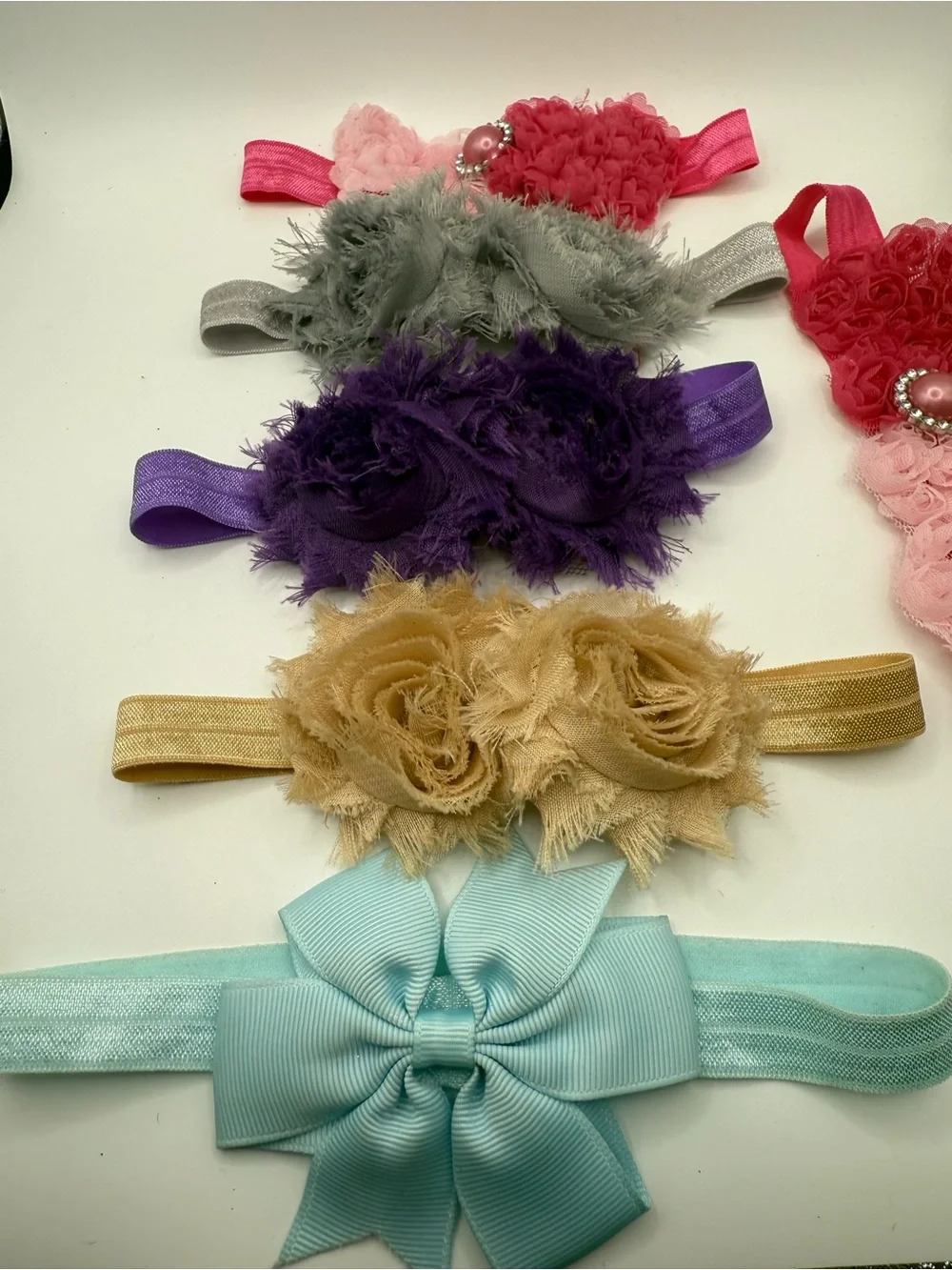 Multi-Pack Floral Kids Headbands — Pink, Light Pink, Gray, Purple, Gold, Blue